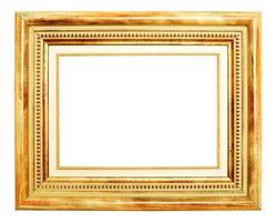 Gold frame on white background photo