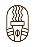 taza vectorial de grano de café para café o tiendas. logotipo redondo diseño orgánico día emblema estilo lineal. icono abstracto vintage para el diseño de la pausa para el café, pausa de negocios, relajación vector