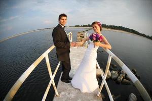 Young married couple and the sea view photo