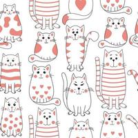 Seamless background with different cats. vector