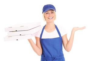 Pizza delivery woman photo