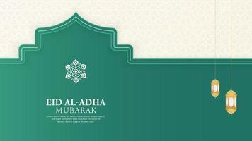 Eid Islamic Arabic Green and White Background with Geometric pattern and Beautiful Ornament vector