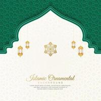 Islamic Arabic Ornamental Arch Pattern Background With Arabic Style Lanterns and Ornament vector