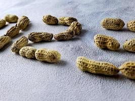 Open peanuts are shot macro in the studio, concept is in the form of the year 2023 photo