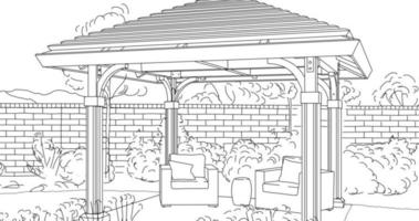 4k Custom Pergola Drawing Transitioning to Photograph. video