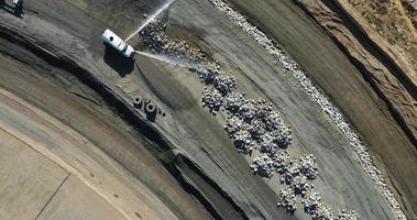 Overhead Ultra High Definition 4k Aerial of Tractors At Construction Site. video