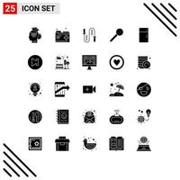 Group of 25 Modern Solid Glyphs Set for mark pin records map skipping Editable Vector Design Elements