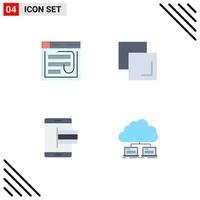 4 User Interface Flat Icon Pack of modern Signs and Symbols of email layers password website e Editable Vector Design Elements