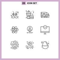 Universal Icon Symbols Group of 9 Modern Outlines of power person station human development Editable Vector Design Elements