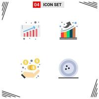 Pictogram Set of 4 Simple Flat Icons of business growth marketing fees graph up ball Editable Vector Design Elements