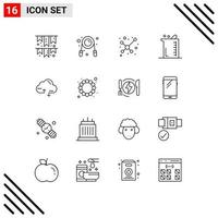 16 Universal Outline Signs Symbols of computing laboratory atom chemistry biochemistry Editable Vector Design Elements