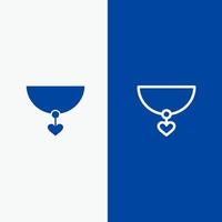 Necklace Heart Gift Line and Glyph Solid icon Blue banner vector