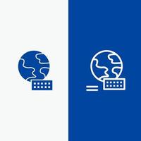 World Globe Marketing Line and Glyph Solid icon Blue banner Line and Glyph Solid icon Blue banner vector