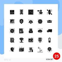 Pack of 25 Modern Solid Glyphs Signs and Symbols for Web Print Media such as hotel help storage consultation assistance Editable Vector Design Elements