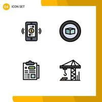 Modern Set of 4 Filledline Flat Colors and symbols such as connections report communications set architecture Editable Vector Design Elements