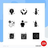 9 iconos creativos signos y símbolos modernos de bloque romance atuendo recargar corazón elementos de diseño vectorial editables vector