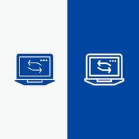 Computer Network Laptop Hardware Line and Glyph Solid icon Blue banner vector