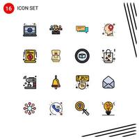 Modern Set of 16 Flat Color Filled Lines Pictograph of location speech squard social communication Editable Creative Vector Design Elements