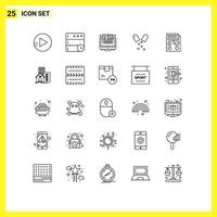 Mobile Interface Line Set of 25 Pictograms of document process web paper medical Editable Vector Design Elements