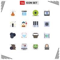 Modern Set of 16 Flat Colors Pictograph of magician magic eye laptop computer Editable Pack of Creative Vector Design Elements