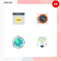 Pack of 4 Modern Flat Icons Signs and Symbols for Web Print Media such as app world clock watch discovery Editable Vector Design Elements