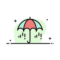 paraguas lluvia tiempo primavera negocio línea plana lleno icono vector banner plantilla