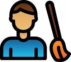 Man Sweeping Floor Vector Icon Design