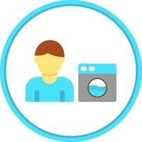 Man Doing Laundry Vector Icon Design