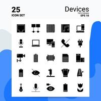Conjunto de iconos de 25 dispositivos 100 archivos editables eps 10 ideas de concepto de logotipo de empresa diseño de icono de glifo sólido vector