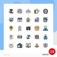 Universal Icon Symbols Group of 25 Modern Filled line Flat Colors of email like sphere done of Editable Vector Design Elements