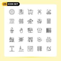 25 User Interface Line Pack of modern Signs and Symbols of car city buy chart grid Editable Vector Design Elements