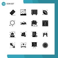 Pictogram Set of 16 Simple Solid Glyphs of necklace high school deposit football american ball Editable Vector Design Elements