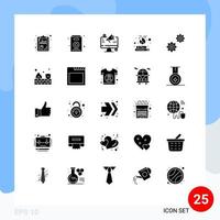 Editable Vector Line Pack of 25 Simple Solid Glyphs of gears flame social media fire campfire Editable Vector Design Elements