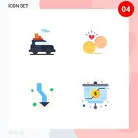 User Interface Pack of 4 Basic Flat Icons of auto arrow vehicle smiley faces up Editable Vector Design Elements