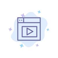 icono azul de video de diseño web sobre fondo de nube abstracta vector