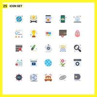 Pictogram Set of 25 Simple Flat Colors of diamond service hacking online responsive Editable Vector Design Elements