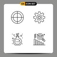 4 Creative Icons Modern Signs and Symbols of bulls eye green chemistry target motivation graph Editable Vector Design Elements