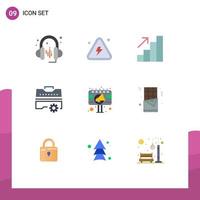 Pictogram Set of 9 Simple Flat Colors of advertising ad analytics tools set Editable Vector Design Elements