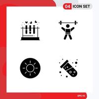 Universal Icon Symbols Group of 4 Modern Solid Glyphs of tube gym heart athletics sun Editable Vector Design Elements