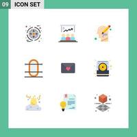 Flat Color Pack of 9 Universal Symbols of rowing game marketing crew thinking Editable Vector Design Elements