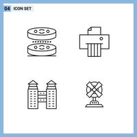 Set of 4 Modern UI Icons Symbols Signs for bacteria construction science shredder fan Editable Vector Design Elements