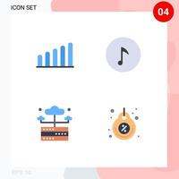 Set of 4 Commercial Flat Icons pack for connection label music hosting price Editable Vector Design Elements