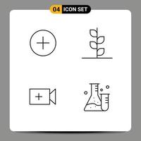 grupo de 4 signos y símbolos de colores planos de línea rellena para elementos de diseño vectorial editables de tubo de árbol forestal de interfaz de usuario de twitter vector