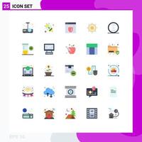 User Interface Pack of 25 Basic Flat Colors of social power security messenger weather Editable Vector Design Elements