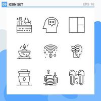 Modern 9 Line style icons Outline Symbols for general use Creative Line Icon Sign Isolated on White Background 9 Icons Pack Creative Black Icon vector background