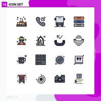 Set of 16 Commercial Flat Color Filled Lines pack for avatar furniture car drawer cabinet Editable Creative Vector Design Elements