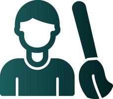 Man Sweeping Floor Vector Icon Design