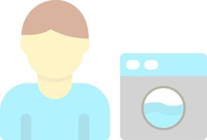 Man Doing Laundry Vector Icon Design