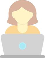 Woman Using Laptop Vector Icon Design