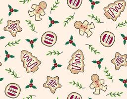 Doodle Christmas Cookies pattern vector